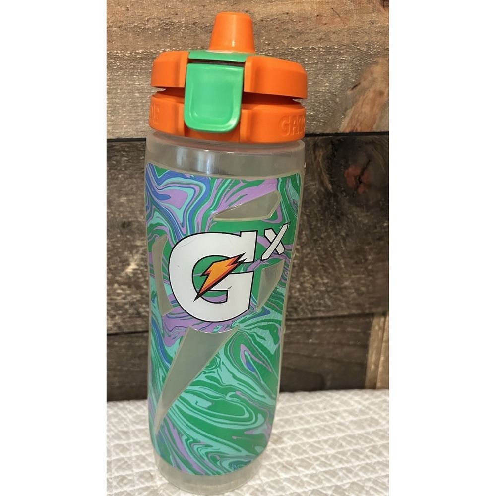 Gatorade GX 30oz Sports Water Bottle Green Multicolor Swirl‎ Design – Flip Cap